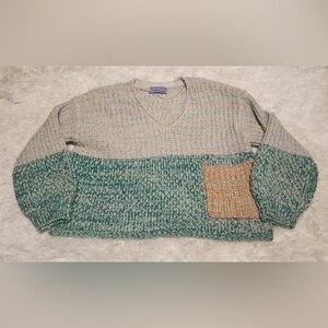 Urban Outfitters Kiminchi Blue Space Station Crop Oversized Knit Sweater Sz. S/P